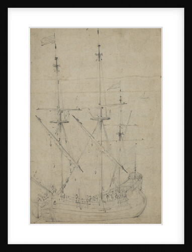A small flute at anchor by Willem Van de Velde the Younger