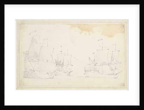 Three English ships in stays by Willem Van de Velde the Younger