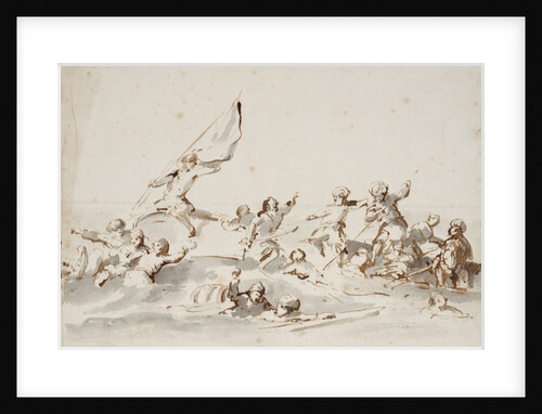 A fight in boats by Willem Van de Velde the Younger