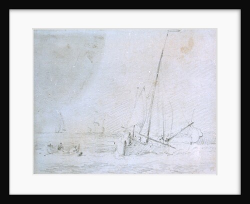 A dogger running into the land by Willem Van de Velde the Younger