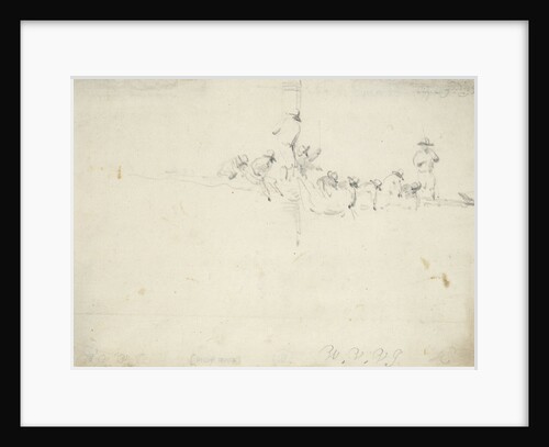 Men on a yard furling a sail by Willem Van de Velde the Younger