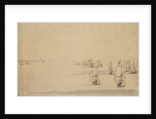 Two fleets about to engage by Willem Van de Velde the Younger