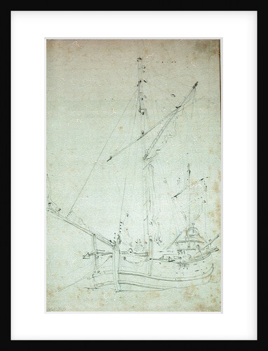 A dogger at anchor by Willem Van de Velde the Younger