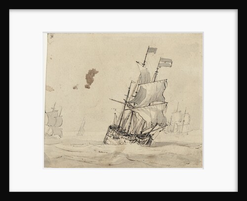 A Dutch flagship with the wind on the quarter by Willem Van de Velde the Younger