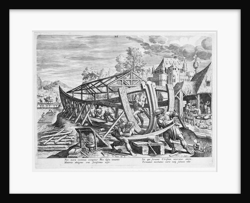 Building of the Ark. Nec mora... subiacet ullis. Plate XII of a set of sixteen illustrations for the book of Genesis by M. de Vos