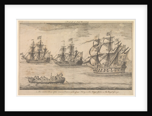 Progress of Ship Building. 1. The wicker boat of the ancient Britons 2. The Great Harry 3. The Royal James 4. The Royal George by Unknown