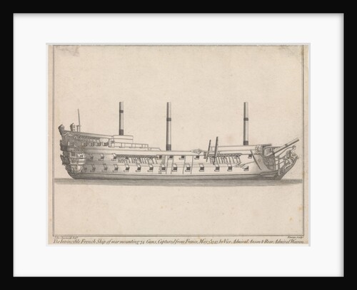 The Invincible French Ship of War mounting 74 Guns, Captured from France, May 3d 1747, by Vice Admiral Anson & Rear Admiral Vernon by John Charnock
