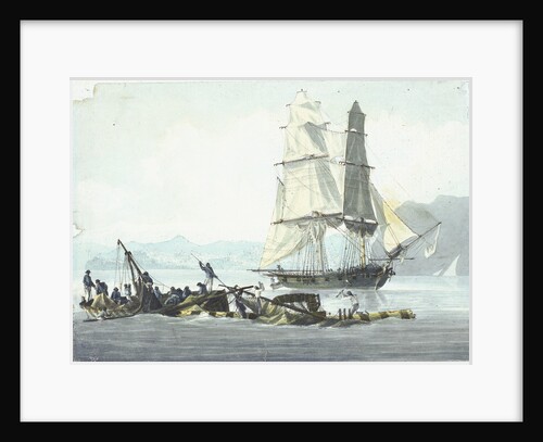 HMS sloop 'Speedy' falling in with the wreck of 'Queen Charlotte', 21 March 1800 at Leghorn by unknown