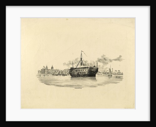 HMS 'Grampus' as a hulk by W. Porden Kay