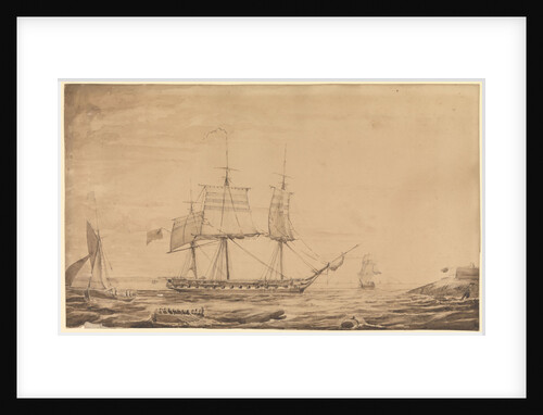 HMS 'Barham' dropping out of Sheerness Harbour, 7th February 1836 by Francis Byron