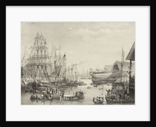 The launch of 84-gun HMS 'Thunderer' at Woolwich Dockyard, 1831 by T.S. Cooper