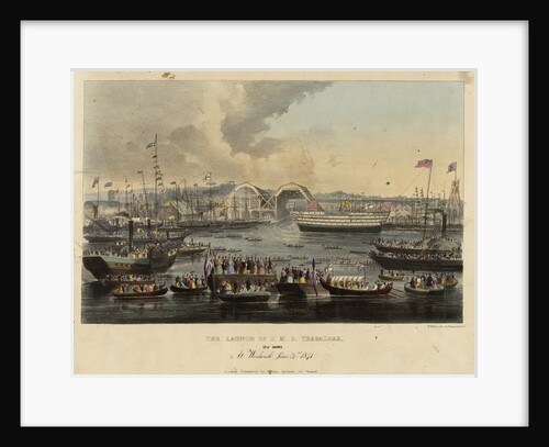 The launch of HMS 'Trafalgar', 120 guns, at Woolwich, 21 June 1841 by W. Kohler