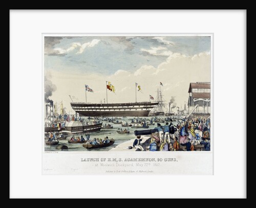Launch of HMS 'Agamemnon', 90 guns, at Woolwich Dockyard, 22 May 1852 by A. Pernet