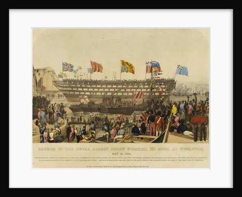 Launch of HMS Royal Albert screw steamer, 131 guns, at Woolwich, 13 May 1854 by Read & Co