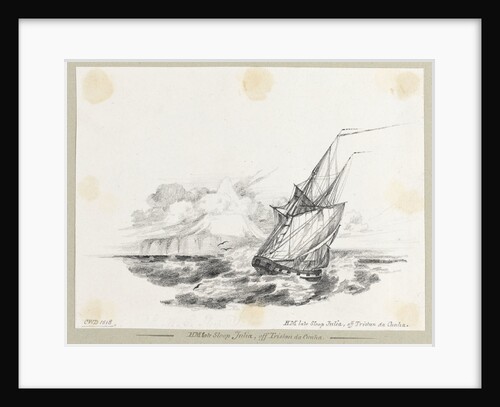 HM late sloop 'Julian' off Tristan da Cunha by C. W. Browne