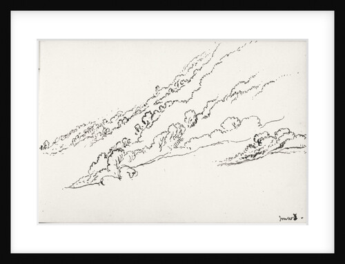 Sketch of hilly wooded landscape (on reverse and inverted) by John Brett