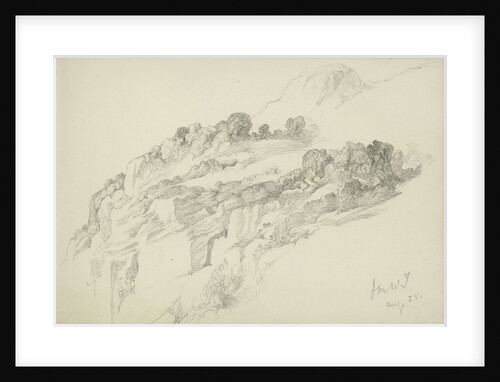 Study of mountainous wooded landscape (on reverse and inverted) by John Brett