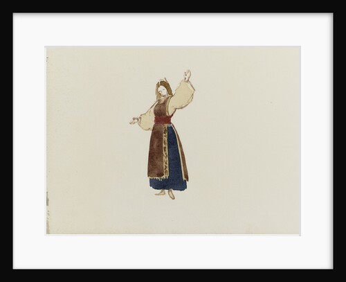 Sketch of a girl in traditional costume (inverted) by John Brett