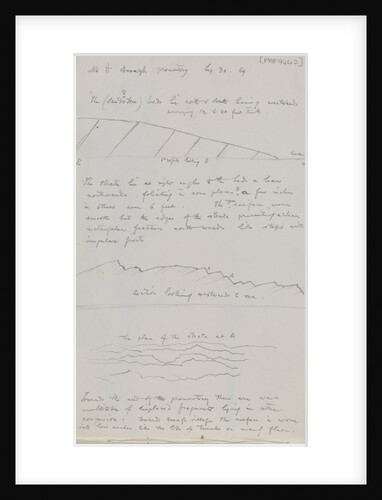 Sketch of rocks with sea and hills beyond. North side of cove in Dooagh promontory by John Brett