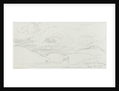 Sketch of clouds, with notes, inscribed 'Clouds over Canarvon' (on reverse) by John Brett