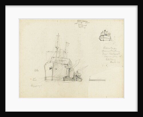 Sketch of Rotorua disembarking New Zealand passengers at Tilbury by Nelson Dawson