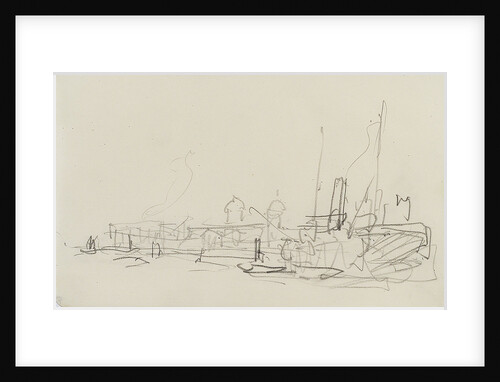 Shipping in the Thames at Greenwich (on reverse of sheet) by Nelson Dawson