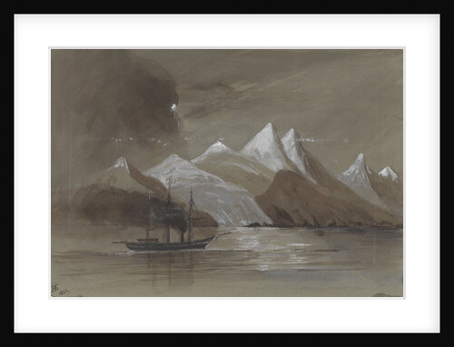 HMS 'Tribune' off Mount Sacramento 7000 ft high Magellan Straits S. America by Harry Edmund Edgell