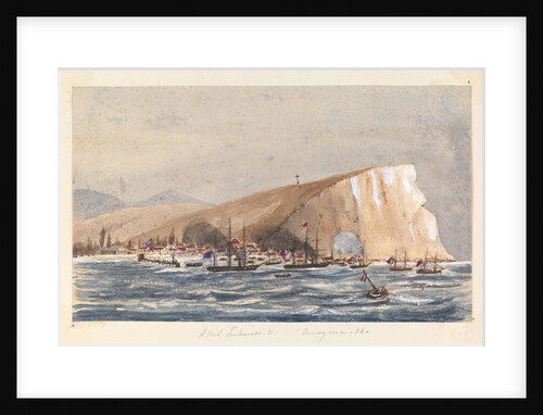 Sea attack on a coastal town by Harry Edmund Edgell