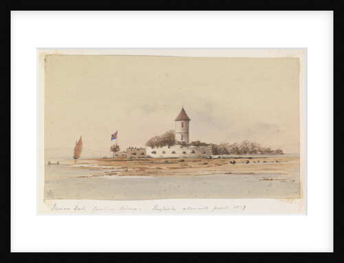 Fort flying union jack with a tower by Harry Edmund Edgell