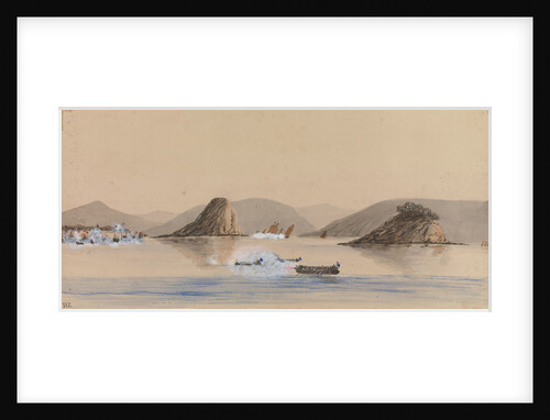 British boats in action with Chinese junks, Edgell Island Great West River 1857 by Harry Edmund Edgell