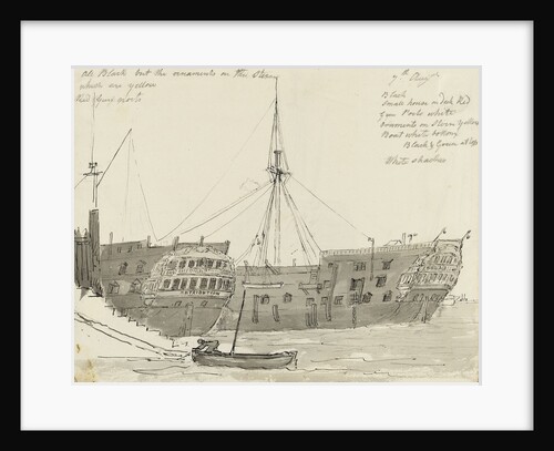 Two prison hulks at quayside by John Grieve