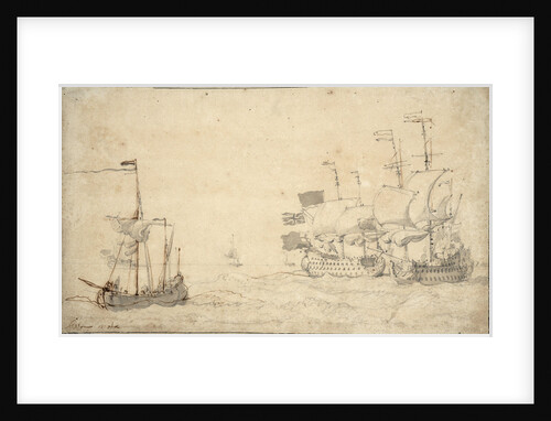 A ketch and two English ships in a breeze by Willem van de Velde the Elder