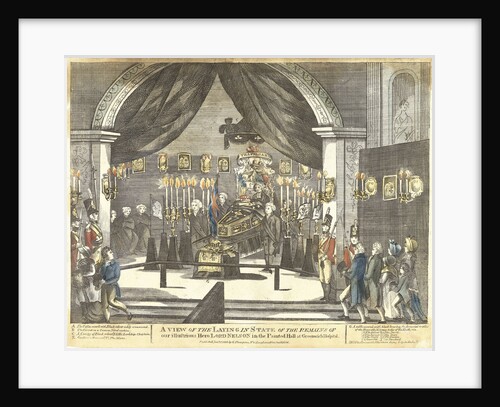 A View of the Laying in State of the Remains of our illustrious Hero Lord Nelson in the Painted Hall at Greenwich Hospital by G. Thompson