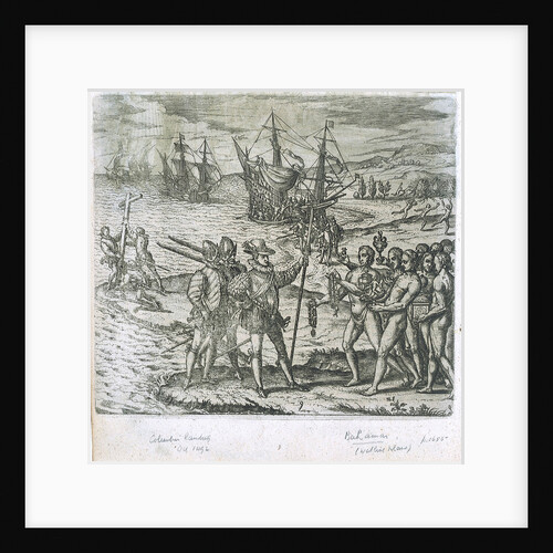 Christopher Columbus landing in 1492. Bahamas (Watling Island) by Gottfried