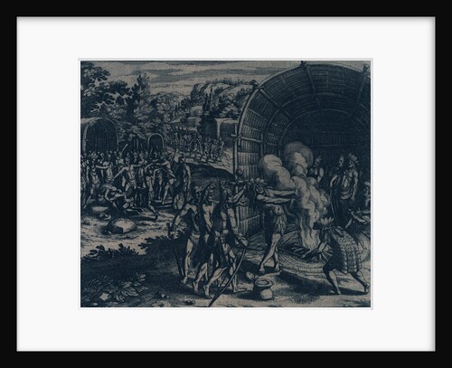 Virginia, 1607. Capture of Captain John Smith and barbarous dances of his Indian captors by Gottfried