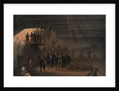 Coiling the cable in after tank on board the 'Great Eastern' at Sheerness - visit of HRH the Prince of Wales, 24 May 1865 by R. Dudley