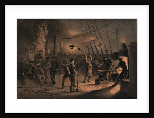 The forge on deck (of the 'Great Eastern') - night of August 9th preparing the iron plating for capstan by R. Dudley