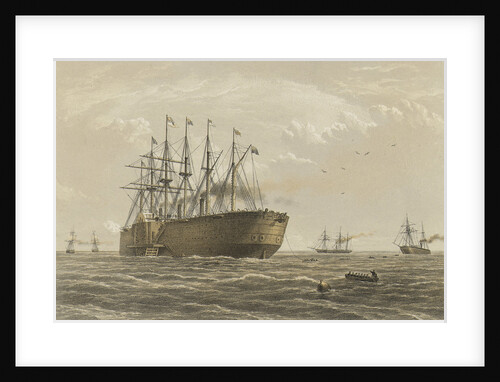 The 'Great Eastern' under weight July 23rd (escort and other ships introduced being the Terrible, the Sphinx the Hawk & the Caroline) by R. Dudley