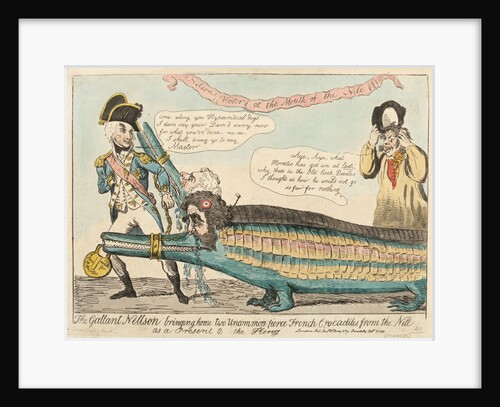The Gallant Nelson bringing home two Uncommon fierce French Crocodiles from the Nile as a Present to the King by Isaac Cruikshank