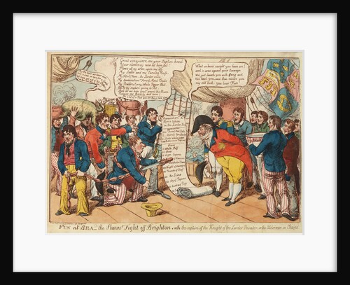 Fun at Sea - the Sham Fight off Brighton with the capture of the Knight of the Larder Privateer - or the Alderman in Chains (Sir William Curtis and Prince Regent) by Johnston