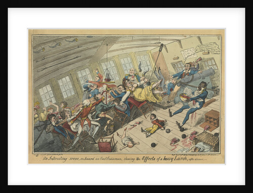 An Interesting scene on board an East Indiaman, showing the Effects of a heavy Lurch, after dinner by George Cruikshank