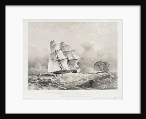 HM Brig 'Acorn', 16 guns, in chase of the piratical slaver 'Gabriel' by Nicolas Matthew Condy