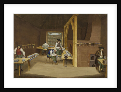 Woolwich Arsenal 1750: laboratory interior making charges by British School