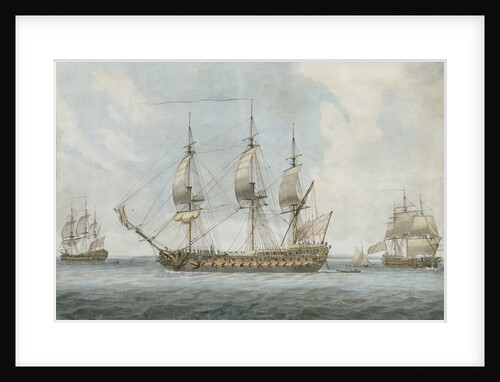 74-gun ship in the Solent by Dominic Serres the Elder