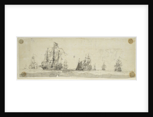 Dutch men of war and other vessels at sea by Willem van de Velde the Elder