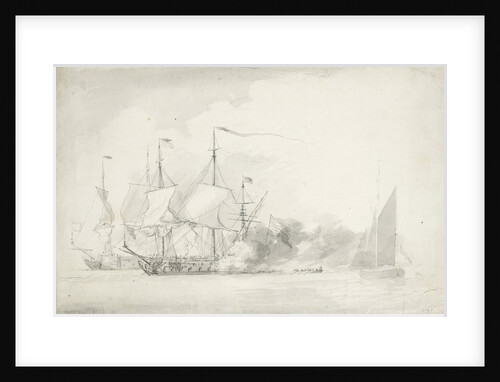 Dutch men of war firing a salute? by Willem van de Velde the Elder