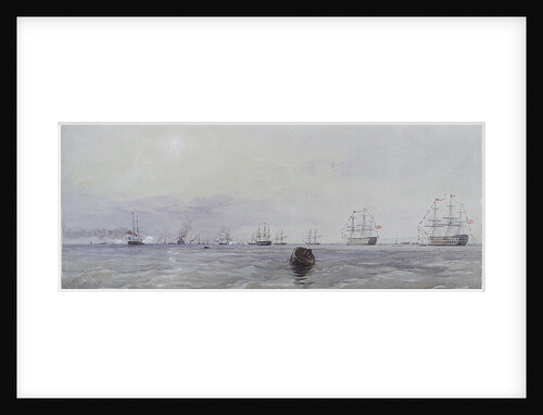 Louis Philippe's visit to Queen Victoria, October 1844. Passing the flag in Portsmouth Harbour by Thomas Sewell Robins