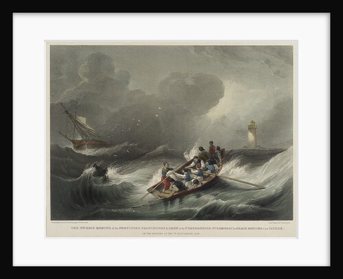 The heroic rescue of the surviving passengers and crew of the Forfarshire steamboat by Grace Darling & her father on the morning of the 7 September 1838 by John Wilson Carmichael