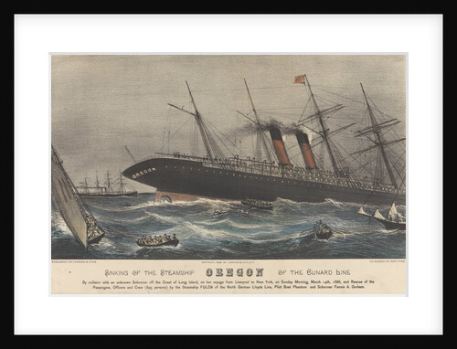 Sinking of the Steamship 'Oregon' by Currier & Ives