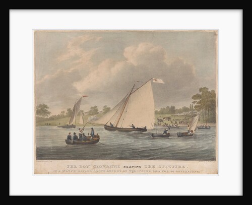 The 'Don Giovanni' beating the 'Spitfire' in a match sailed above bridge, on the 1 June, 1824, for 50 sovereigns by William Joy